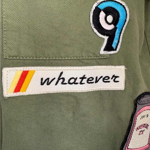 Zara Olive Army Green Frayed Patch
Work shirt button down mini Dress Sz M - Picture 11 of 16